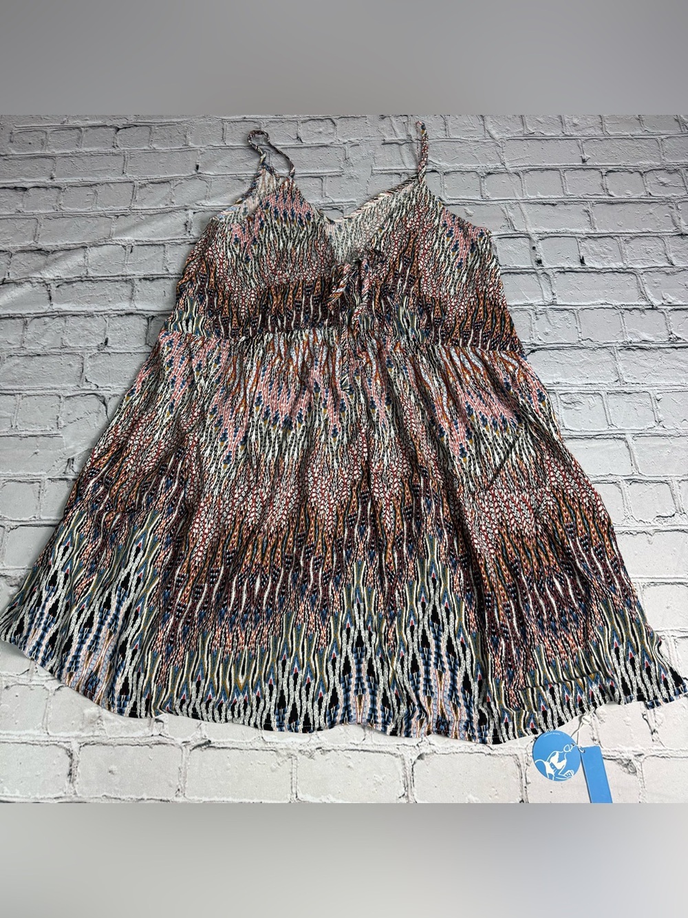 Cupshe NWT Swim Cover Up V-Neck Spaghetti Strap Mini Dress Boho Pattern Size M